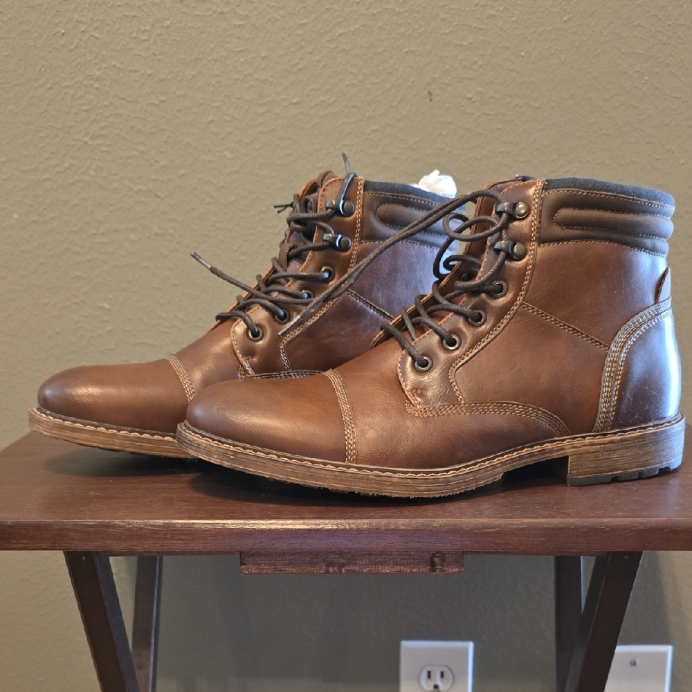 Sonoma Tan Leather Lace-Up Boots